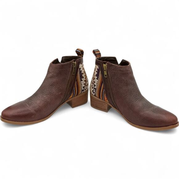 Inkkas Peruvian Brown Leather sz 6 Almond Toe Outside Side Zip Ankle Bootie Boot - Picture 6 of 9